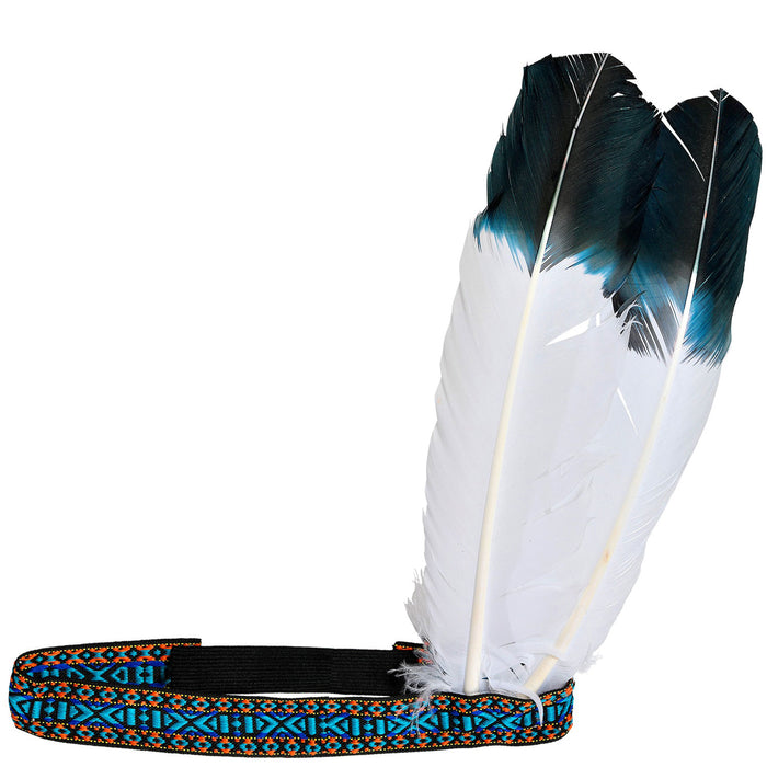 Indianer Stirnband mit zwei Federn | Mehrfarbig