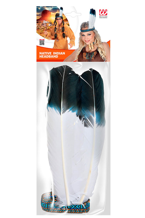 Indianer Stirnband mit zwei Federn | Mehrfarbig