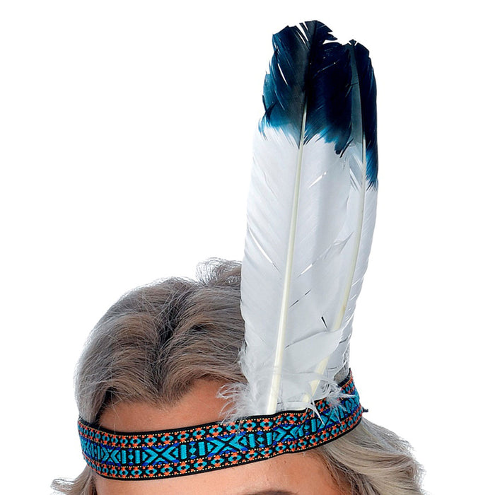 Indianer Stirnband mit zwei Federn | Mehrfarbig