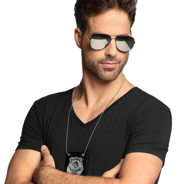 Brille "Police" | Verspiegelte Partybrille Silber