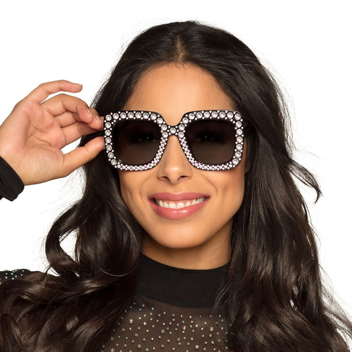 Partybrille "Bling Bling" mit Strass | Schwarz