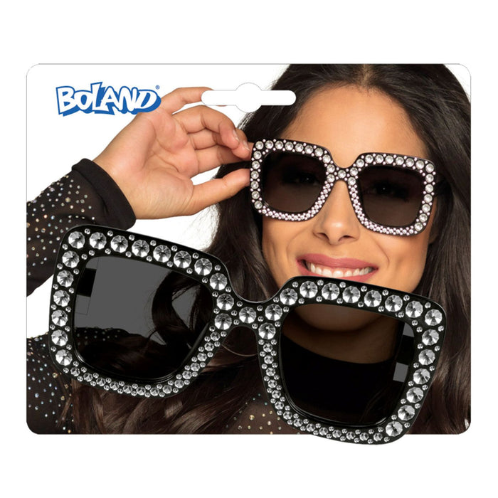 Partybrille "Bling Bling" mit Strass | Schwarz