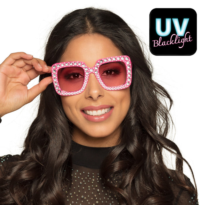 Partybrille "Bling Bling" mit Strass Pink