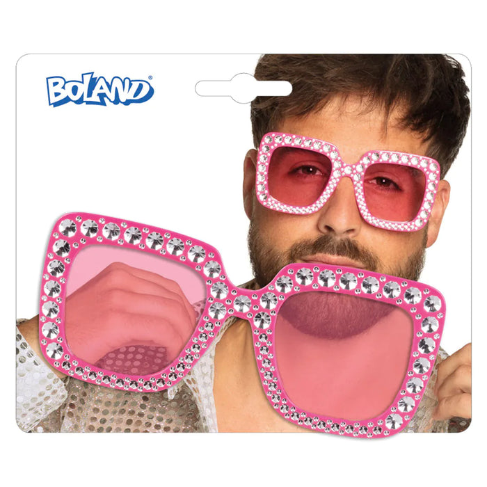 Partybrille "Bling Bling" mit Strass Pink