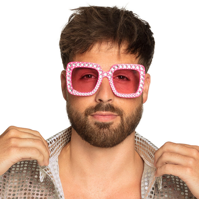 Partybrille "Bling Bling" mit Strass Pink