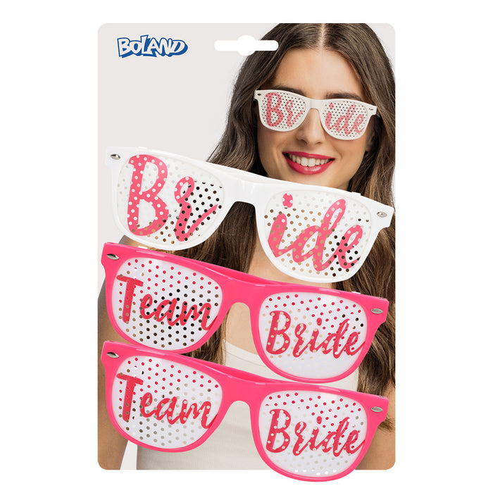 Partybrillen Set "Team Bride" für Junggesellenabschied | 3 Stück