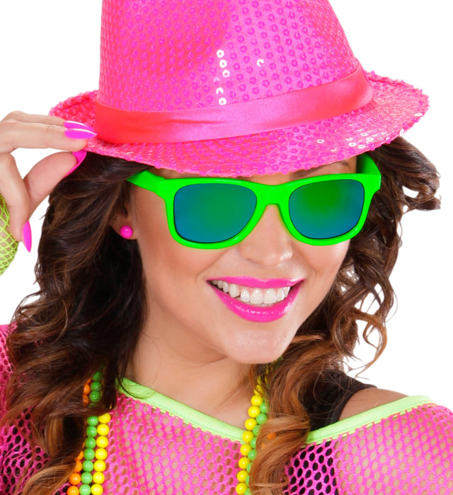 80er Jahre Brille - Neon Grün | Revo Gläser