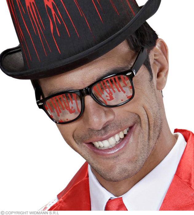 Brille mit Blut befleckt | Schwarz Rot