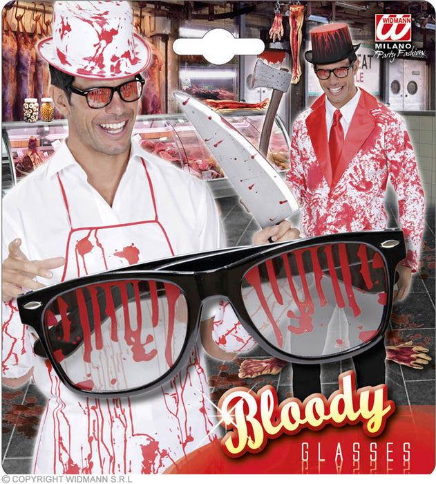 Brille mit Blut befleckt | Schwarz Rot