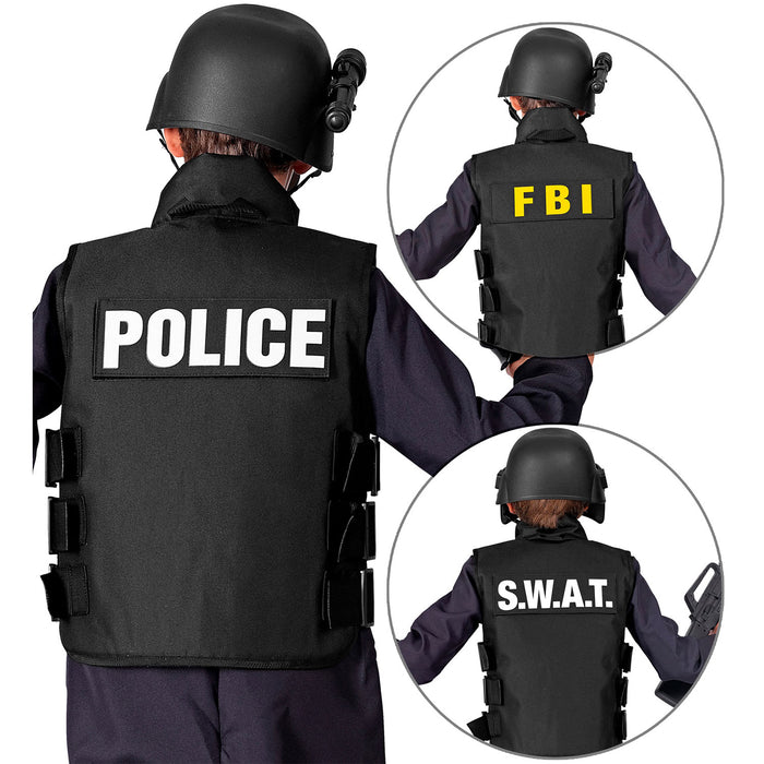 SWAT "Taktische Einsatzweste" für Kinder | Schwarz - Polizist FBI