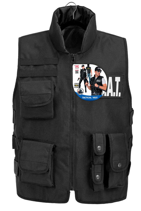 SWAT "Taktische Einsatzweste" für Erwachsene | Schwarz - Polizist FBI