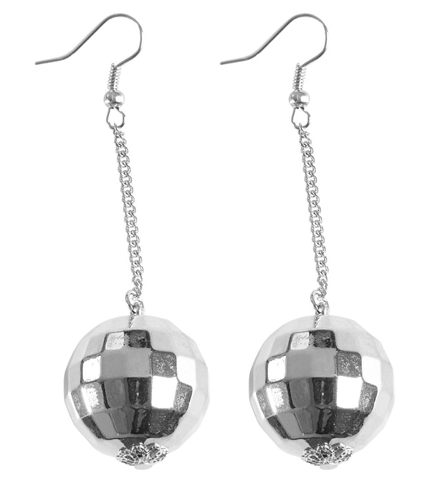 Ohrringe "Discokugel" | Silber - Schmuck Discoparty Kostüm
