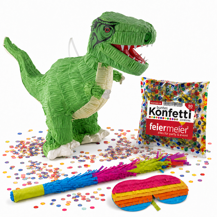 Pinata-Set | 4-tlg. mit Augenmaske, Schlagstock und Konfetti