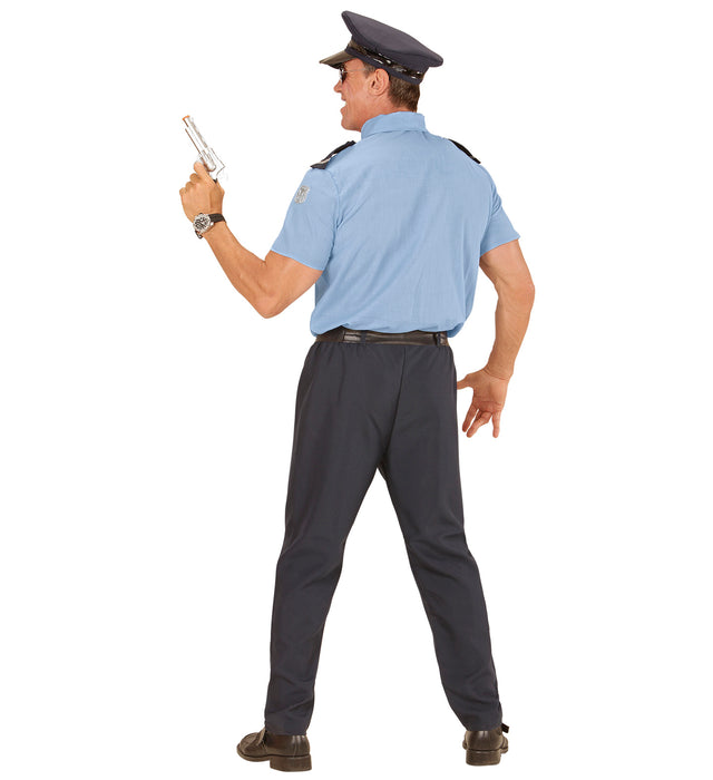 Kostüm "Polizist" mit Hemd, Hose, Gürtel, Krawatte und Mütze | Blau/Schwarz