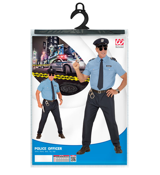 Kostüm "Polizist" mit Hemd, Hose, Gürtel, Krawatte und Mütze | Blau/Schwarz