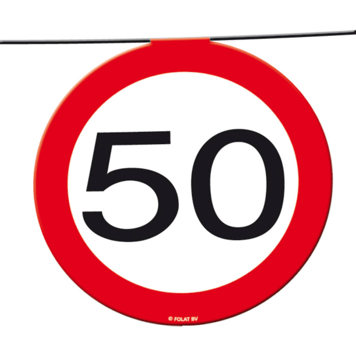 Wimpelkette Papier Verkehrsschild #50 | 12 m