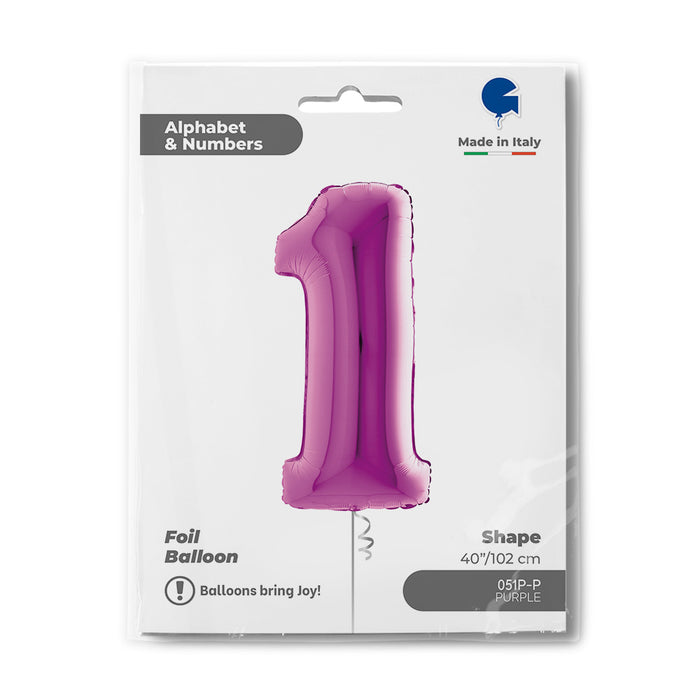 Riesenzahl Folienballon 40"/102cm | Lila #1