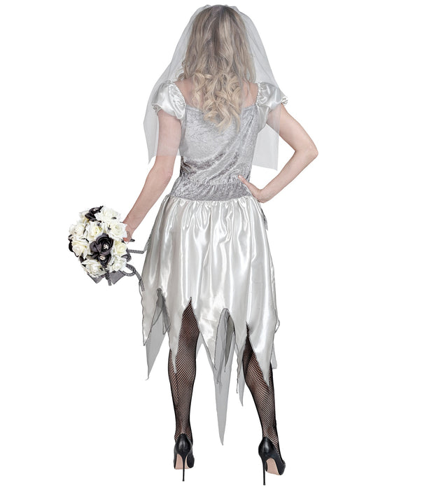Geisterbraut Kostüm für Damen | Grau Schwarz - Kleid und Schleier