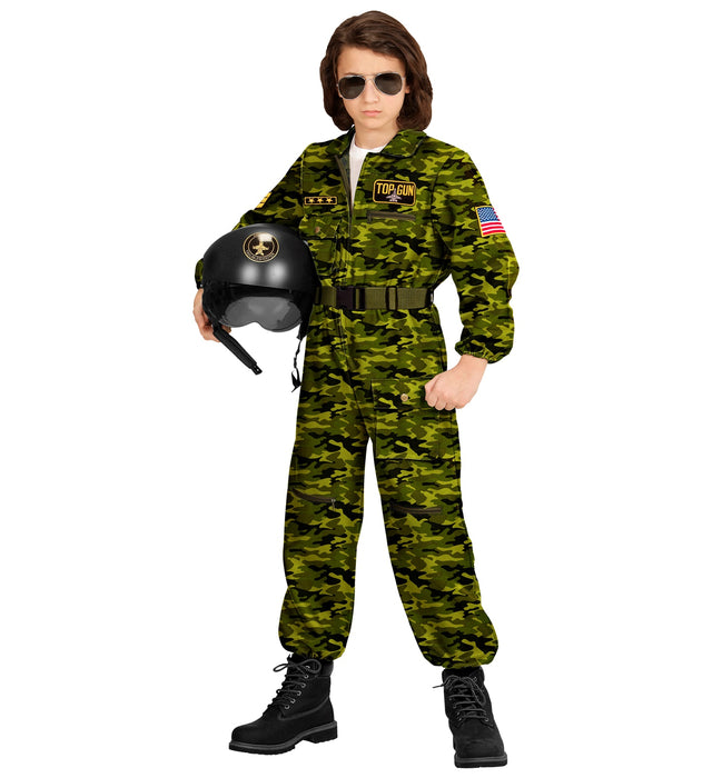 "Kampfjet Pilot" Kostüm für Jungen - Flieger Overall | Camouflage