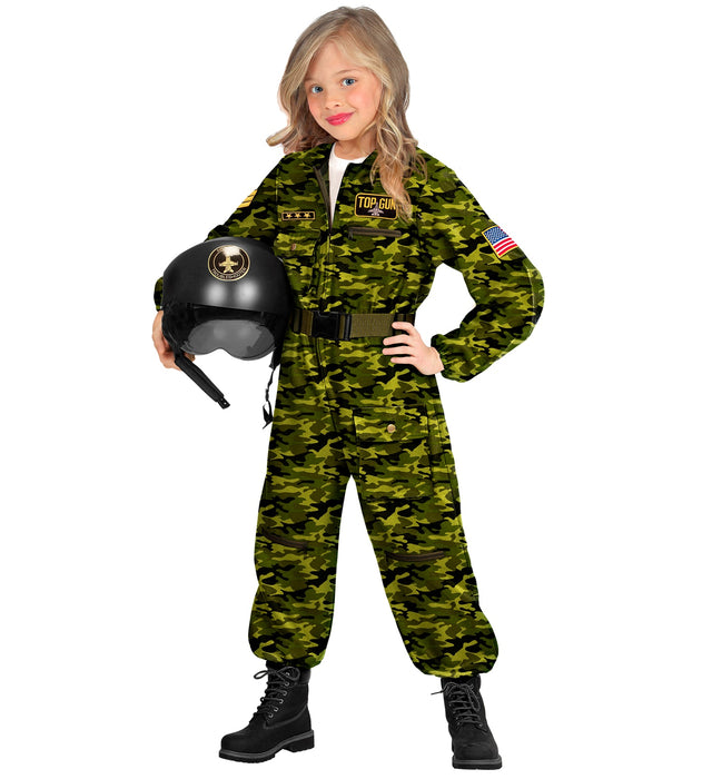"Kampfjet Pilot" Kostüm für Jungen - Flieger Overall | Camouflage
