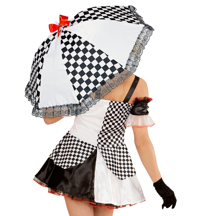 Schwarz Weißer Zirkusschirm - 77 cm | Kostüm Harlekin Pierrot