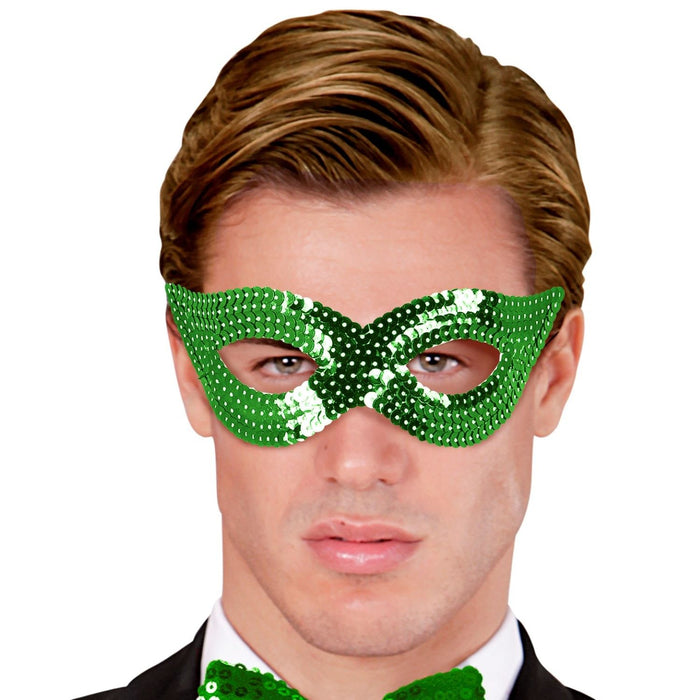 Augenmaske mit Pailletten "Katzenauge" - 05912 | Grün