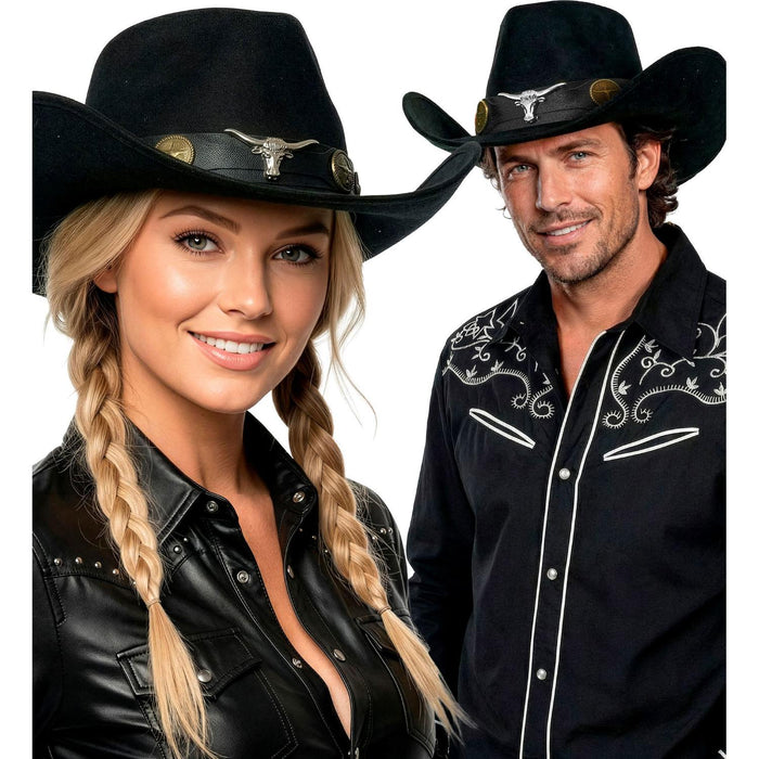 Cowboyhut Dallas Wildlederoptik | Schwarz
