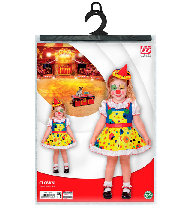 Clown Kinderkostüm "Clownine" | Kleid mit Minihut