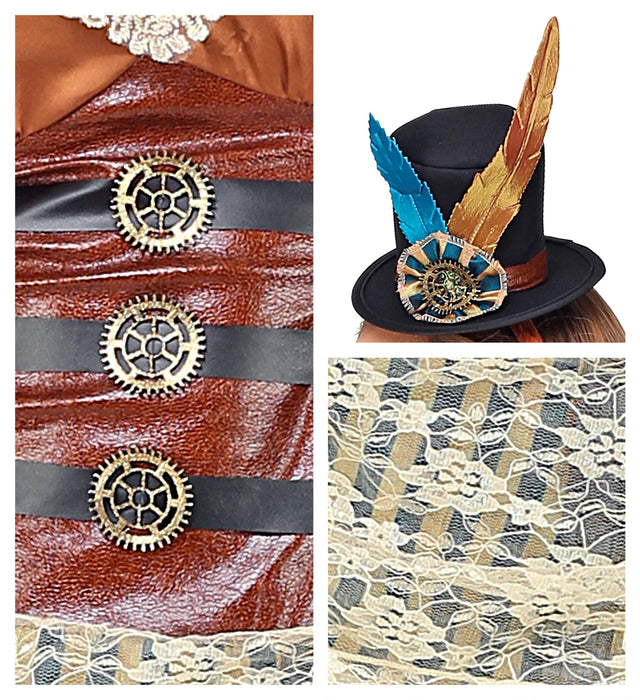 Steampunk Lady Kostüm "Genevieve" für Damen | Vokuhila Kleid