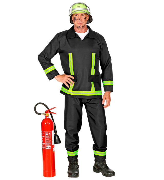 Feuerwehrmann Kostüm für Herren | Schwarz Gelb