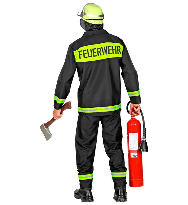 Feuerwehrmann Kostüm für Herren | Schwarz Gelb