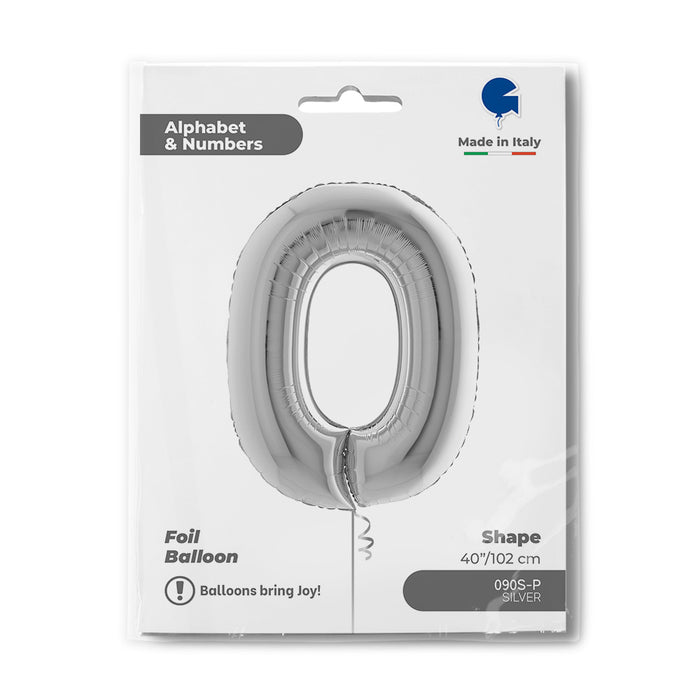Riesenzahl Folienballon 40"/102cm | Silber #0