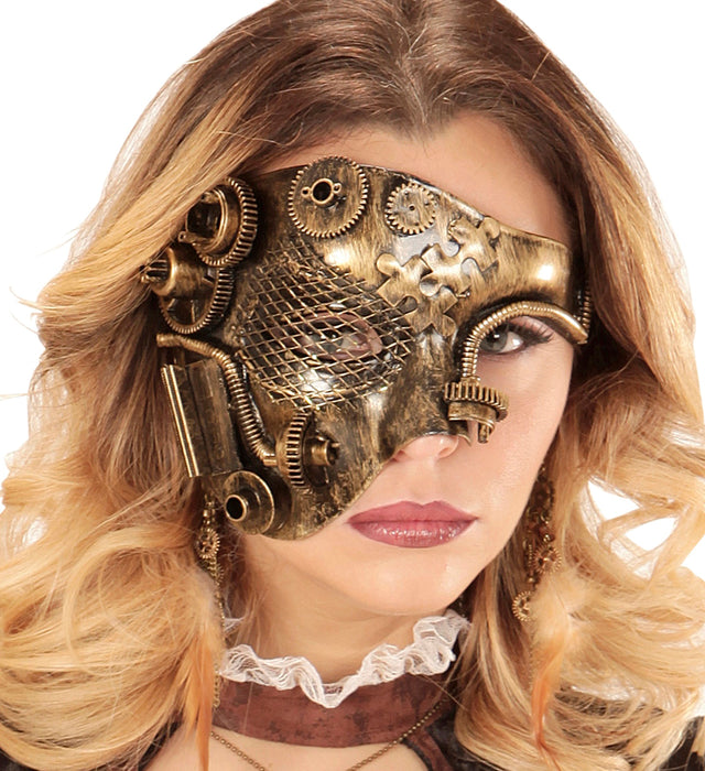 Steampunk Halbmaske - Brille | Kupfer