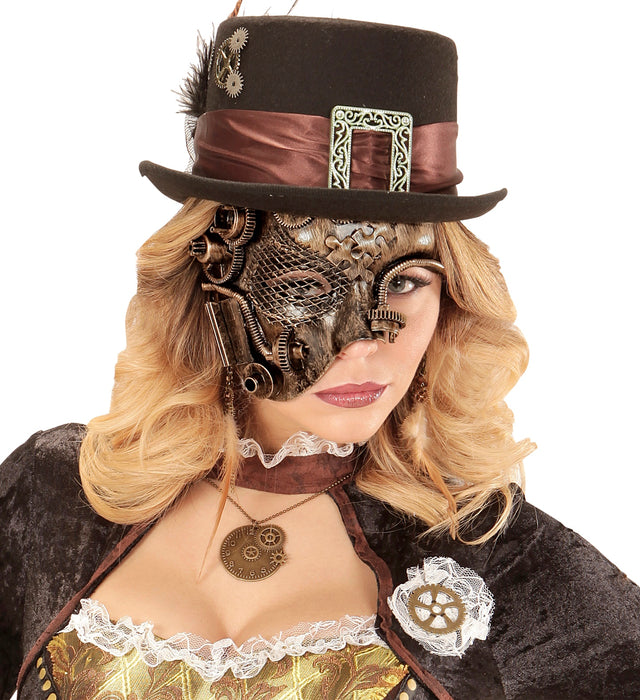Steampunk Halbmaske - Brille | Kupfer