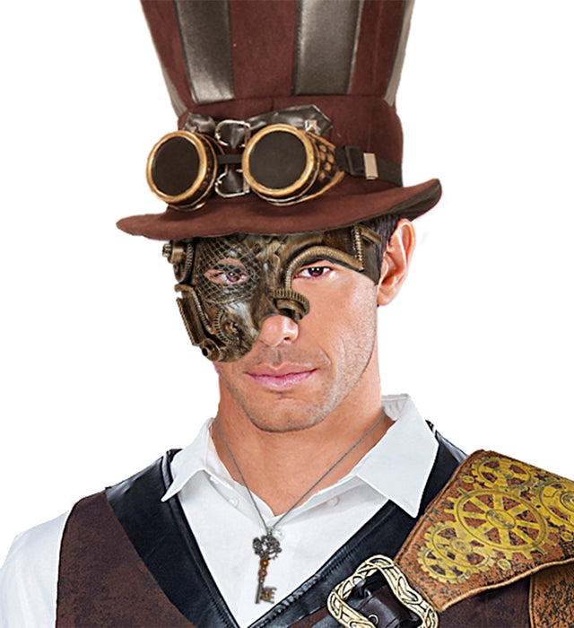 Steampunk Halbmaske - Brille | Kupfer