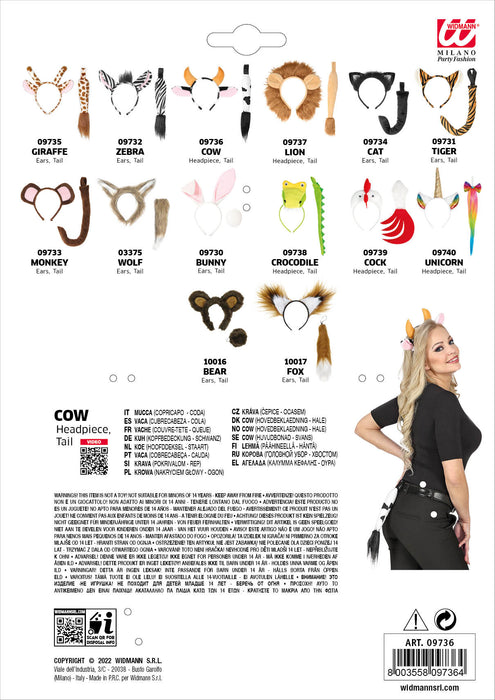 Kostümset "Kuh" | Haarreif mit Ohren und Schwanz