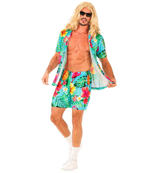 Hawaii Herren Kostüm "Summer Party" | Blau - Hemd und Shorts