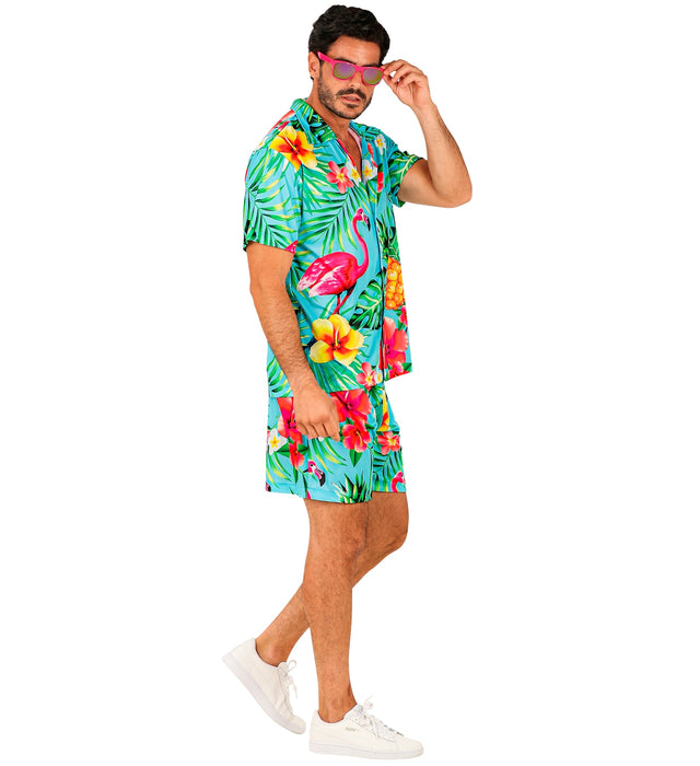 Hawaii Herren Kostüm "Summer Party" | Blau - Hemd und Shorts