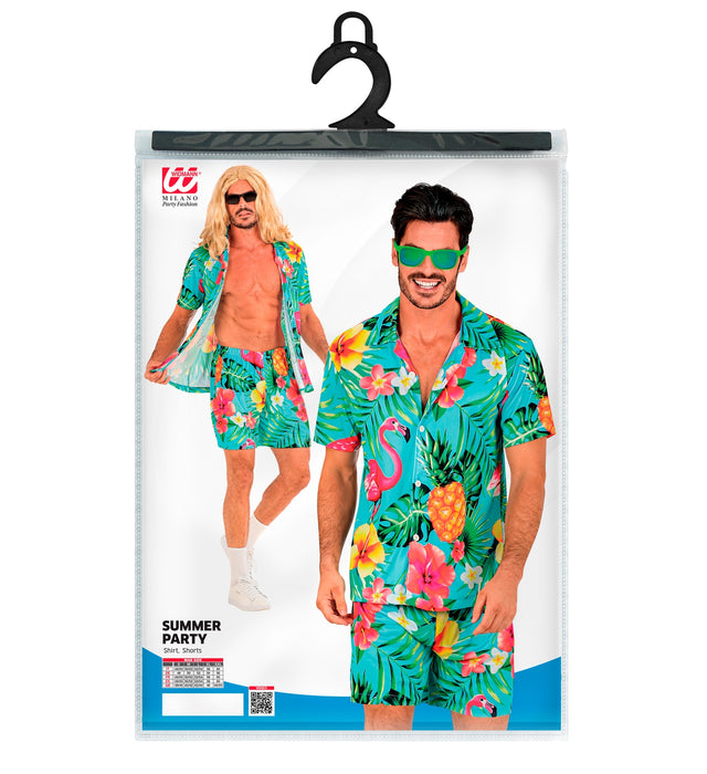 Hawaii Herren Kostüm "Summer Party" | Blau - Hemd und Shorts