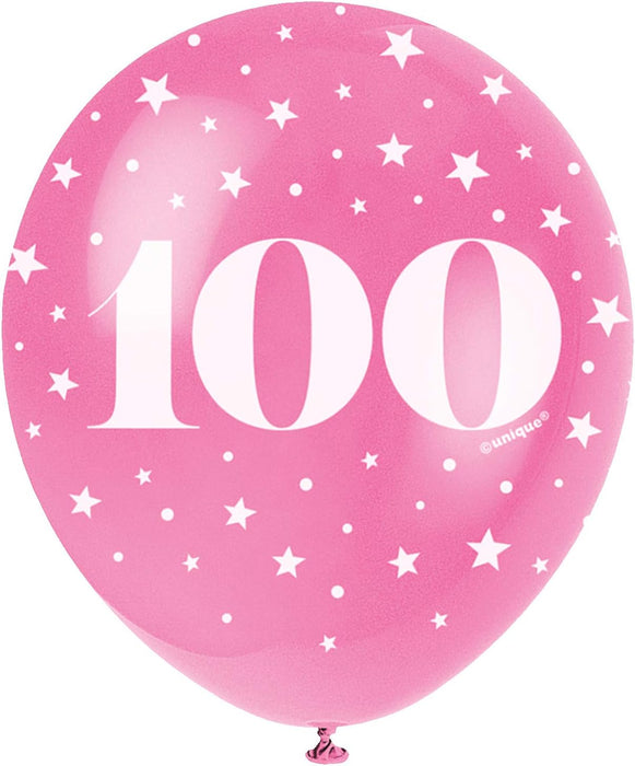 Latexballon Zahl #100 ca.30/33cmØ/ 5St. HB Bunt