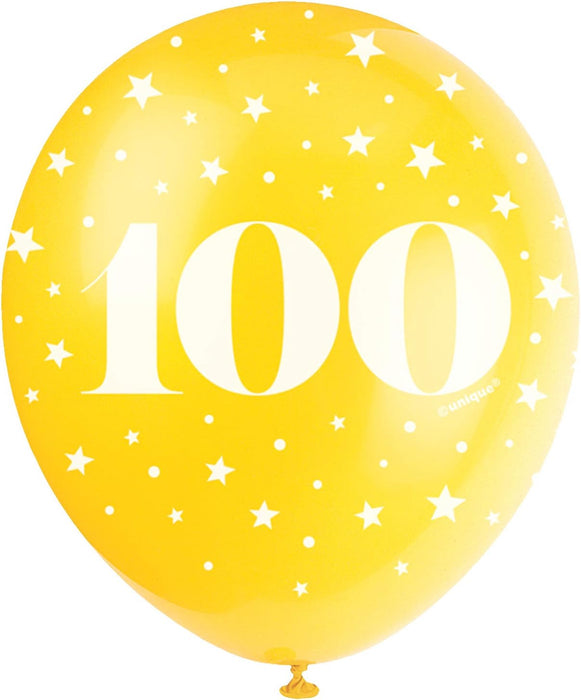 Latexballon Zahl #100 ca.30/33cmØ/ 5St. HB Bunt