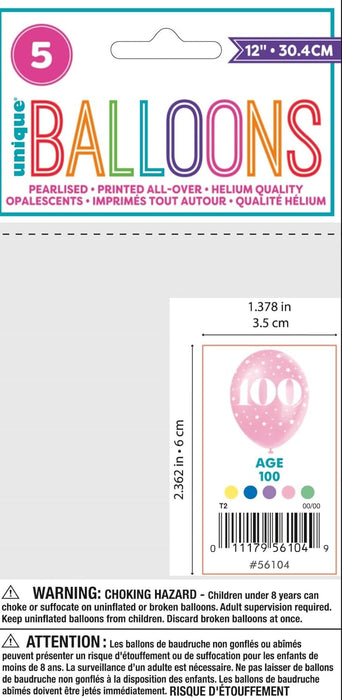 Latexballon Zahl #100 ca.30/33cmØ/ 5St. HB Bunt