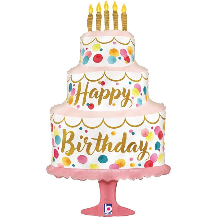 Shape Folienballon "Satin Birthday Pink Cake" | 84 cm