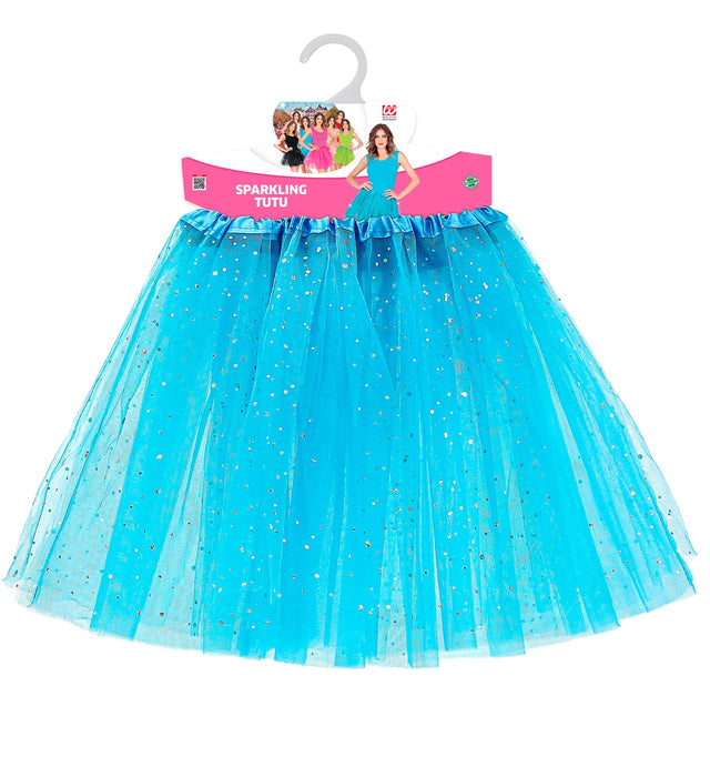 Glitzer Petticoat Tütü für Damen 40 cm | Hellblau