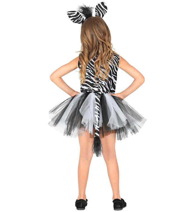 Zebra Kinderkostüm für Mädchen - Kleid und Haarreif | Tierkostüm Gr. 110
