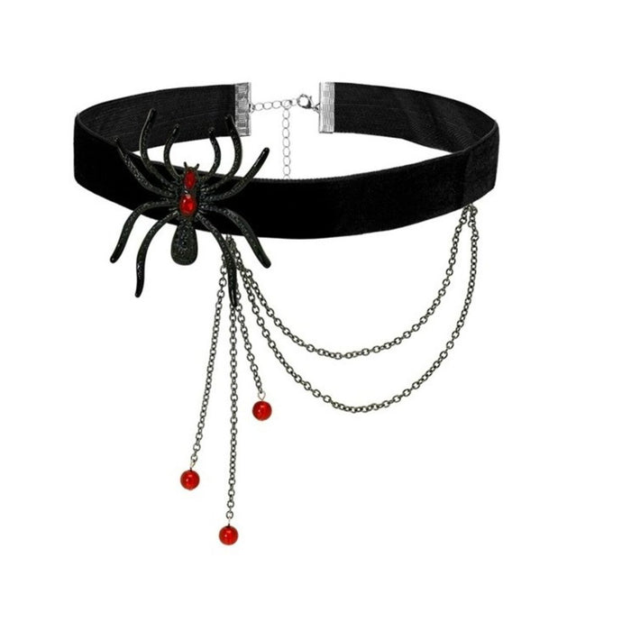 Halsband Spinne mit Strass | Schwarz Rot