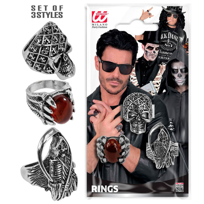 Halloween Ringe 3-teilig | Silber