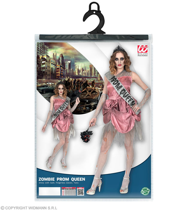 Zombie Ballkönigin "Prom Queen" Kostüm | Kleid mit Schärpe - Rosa