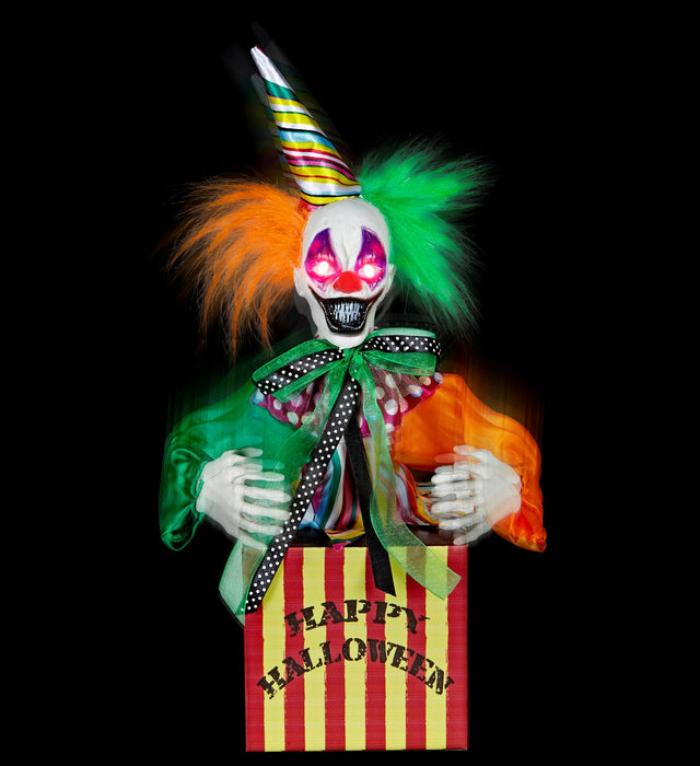 Clown in the Box 37 cm | Animierte Halloweenfigur