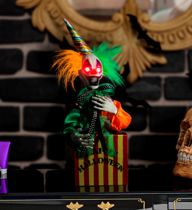 Clown in the Box 37 cm | Animierte Halloweenfigur